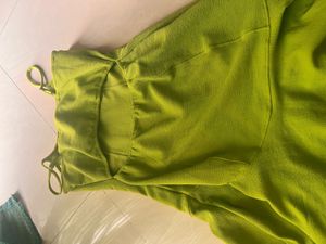 Green Backless Cut Dress