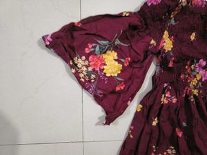 Off Shoulder Floral Flared Sleeves Top (L)