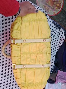 OG PRADA Yellow Tessuto Gaufre Frame HandBag