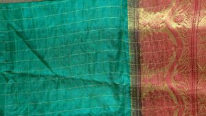 Green Saree With Pink Zari Border
