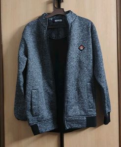 Gray Casual Zip-Up Jacket