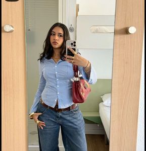 Y2K Striped Blue Women's Shirt