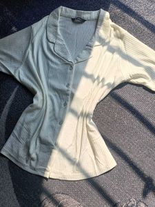 Ribbed Button-Down shirt/top