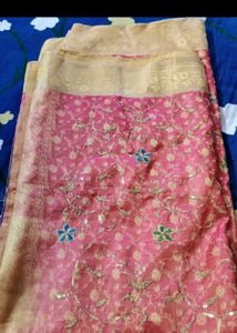 Sequin Pink Embroidered Saree
