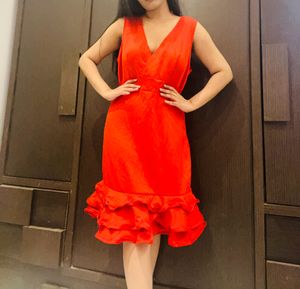 Red Beautiful Designer Frill Dress
