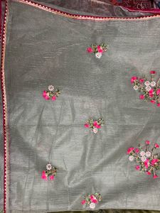 Elegant Embroidered Organza Saree
