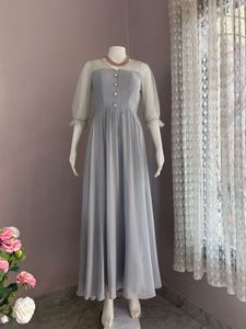 GREY FLOWY Gown FIXED PRICE