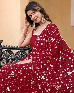 New/Unused Embroidered Satin Sleeveless Gown Set