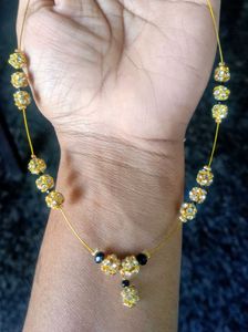 Sparkling Gold &amp; Black Beaded Necklace