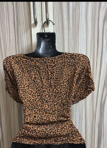 Leopard Print V-Neck Top