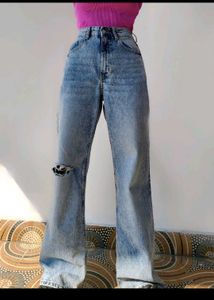 H&M Ripped Baggy Flared Denim /EUR36 Or 26inch