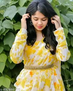 New Gown With Belt And Duppta