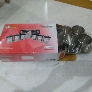 Stainless Steel Glass N Tray Set
