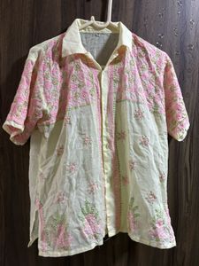 Floral Embroidered Button-Up Shirt