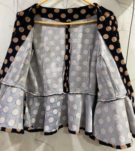 Polka Dot Peplum Velvet Top