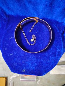 Gold-tone Bangle Bracelet with Chain