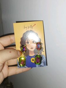 Iridescent Gemstone Dangle Earrings