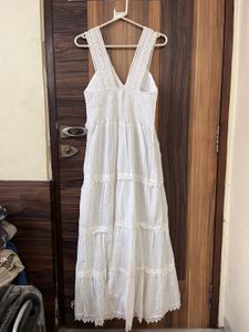 White Tiered Maxi Dress with Lace
