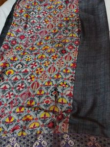 Beautiful Double Shade Saree With Stiched Blouse