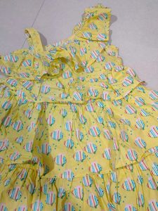 Yellow Print Ruffle Dress