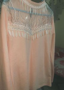 Peach Embellished Tunic Top