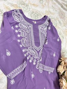 Purple Chickenkari Kurti New