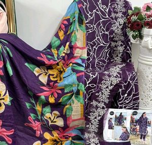 Purple Floral Unstitched Suit