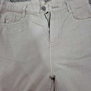 Cream High-Waist Wide-Leg Denim Jeans for Women