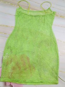 (800)Green Mesh Mini Dress