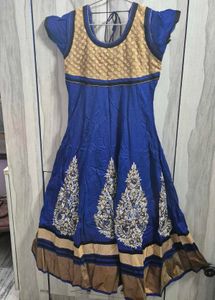 Blue &amp; Gold Embroidered Dress