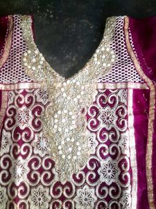 Rose Color Net With Inner Kurti