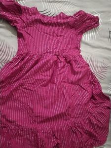 Pink Striped Tiered Dress