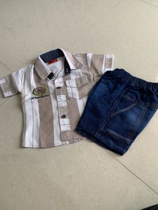 Boys Outfit: Shirt & Denim Shorts