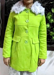 Neon Trench Fur Wolf Coat Frock Type For Women