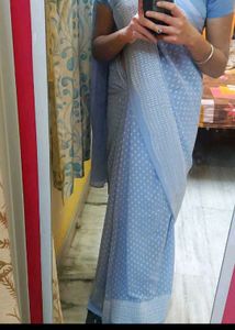 Sky Blue Printed Saree