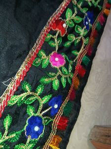 Black Embroidery Dupatta And Kurta