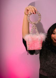 Crystal Fur Clutch (Pink)