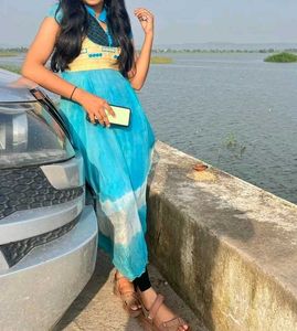 Elegant Blue Dress With Beautiful Work