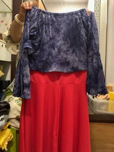 Tie-dye Blouse With Red Dress