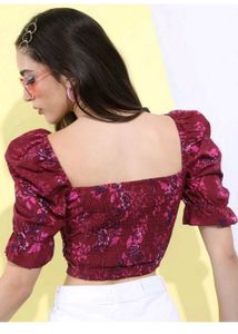 Floral Puff Sleeve Crop Top