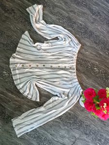 Striped Button-Down Top