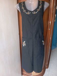 Embroidered Denim Dress