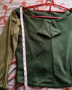 Olive &amp; Beige Long Sleeve Top