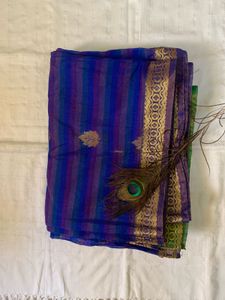 Blue Cotton Silk Saree