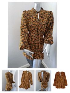 Topshop Disty Floral Print Long Sleeve Playsuit