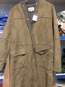 Olive Green Long Coat,thrifted.no bargain.