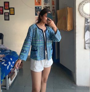 Embroidered Blue Bohemian Jacket