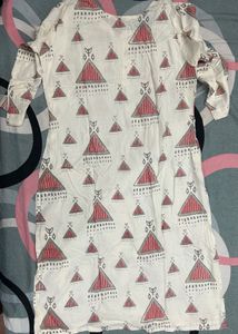 Cream Kurti Top &amp; Pants Set