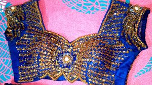 Royal Blue &amp; Gold Embellished Lehenga Set