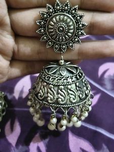 Oxidized Jhumka Earrings